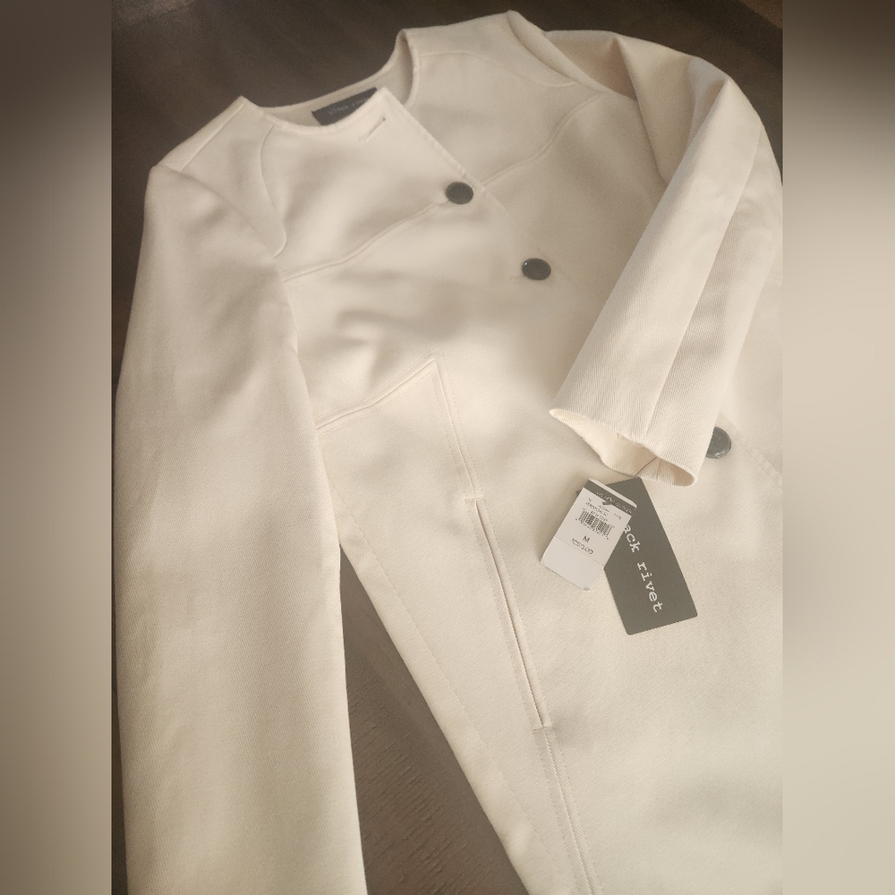 NWT Wilsons Leather Cream‎ Cloth Trenchcoat Sz Med - Picture 9 of 14